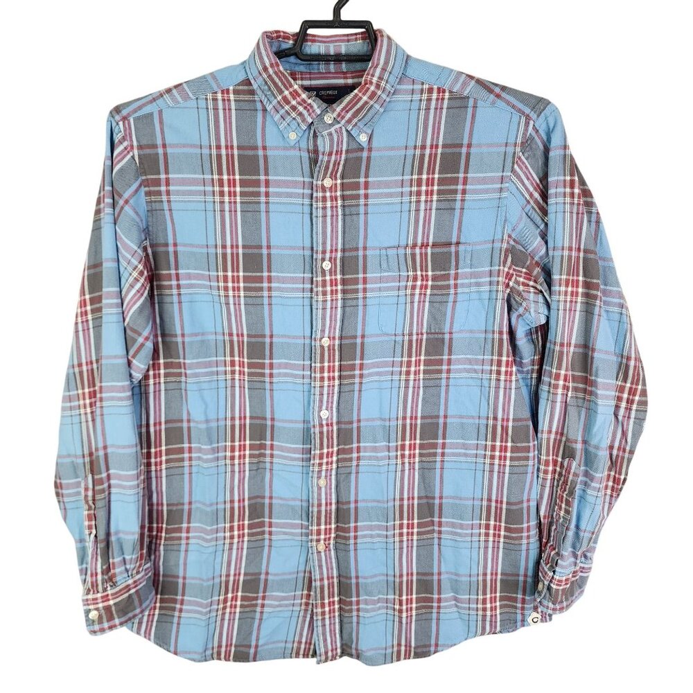 Mens Cremeux Classic Blue & Red Plaid Shirt Long Sleeve Button Down Size L
